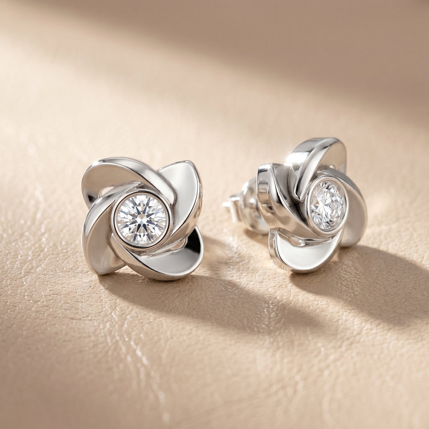 Round Cut Lab Grown Diamond Stud Earrings in White Gold