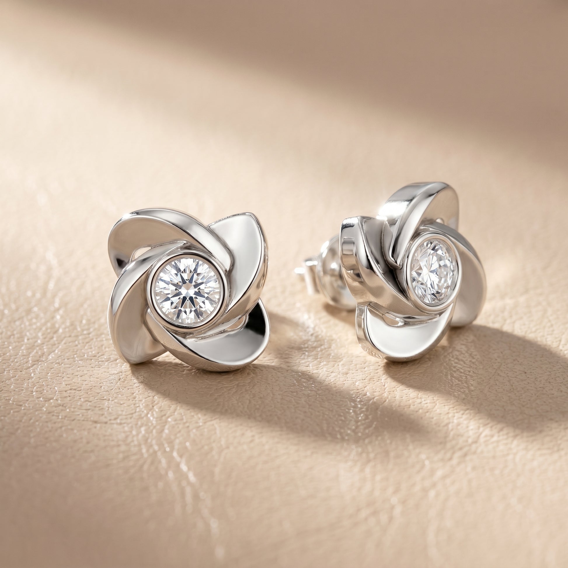 Round Cut Lab Grown Diamond Stud Earrings in White Gold