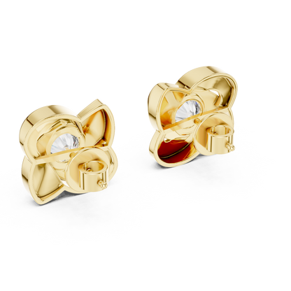 Round Cut Lab Grown Diamond Stud Earrings in Yellow Gold
