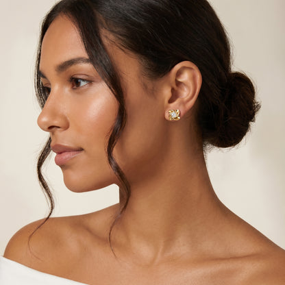 Round Cut Lab Grown Diamond Stud Earrings in Yellow Gold