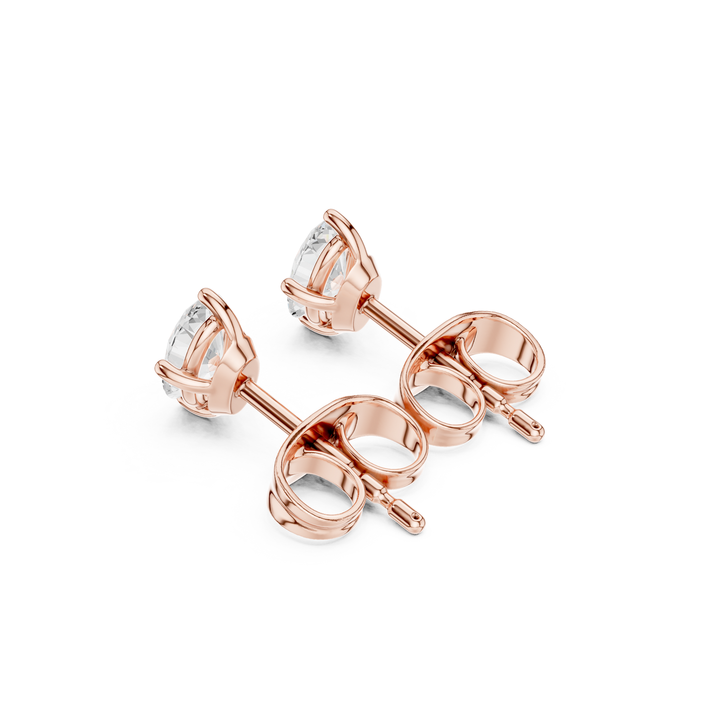 Oval Cut Lab Grown Diamond Stud Earrings in Rose Gold