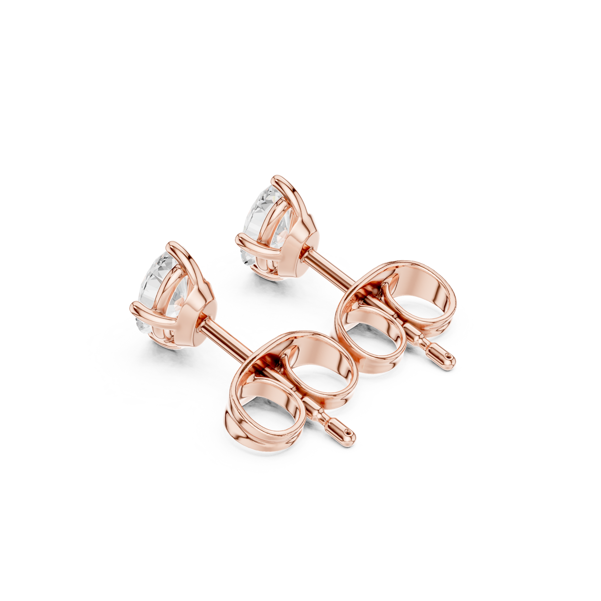 Oval Cut Lab Grown Diamond Stud Earrings in Rose Gold