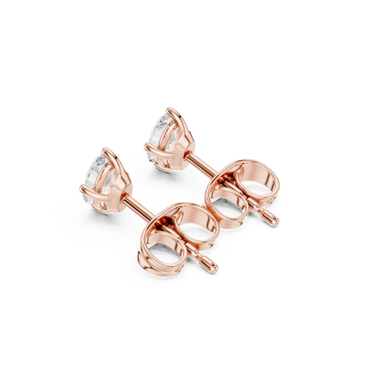 Oval Cut Lab Grown Diamond Stud Earrings in Rose Gold