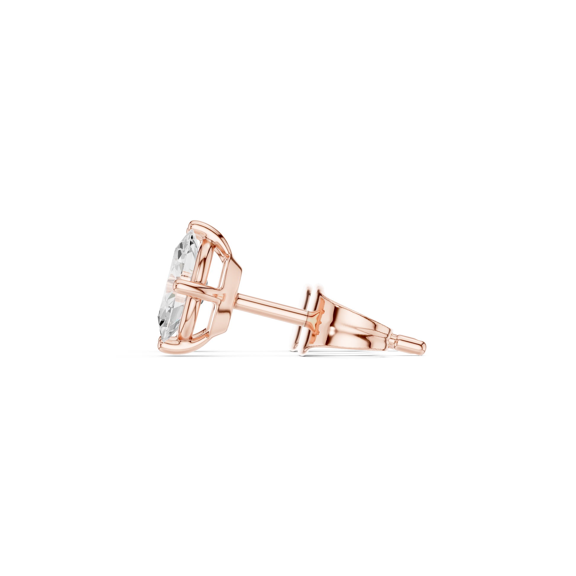 Oval Cut Lab Grown Diamond Stud Earrings in Rose Gold