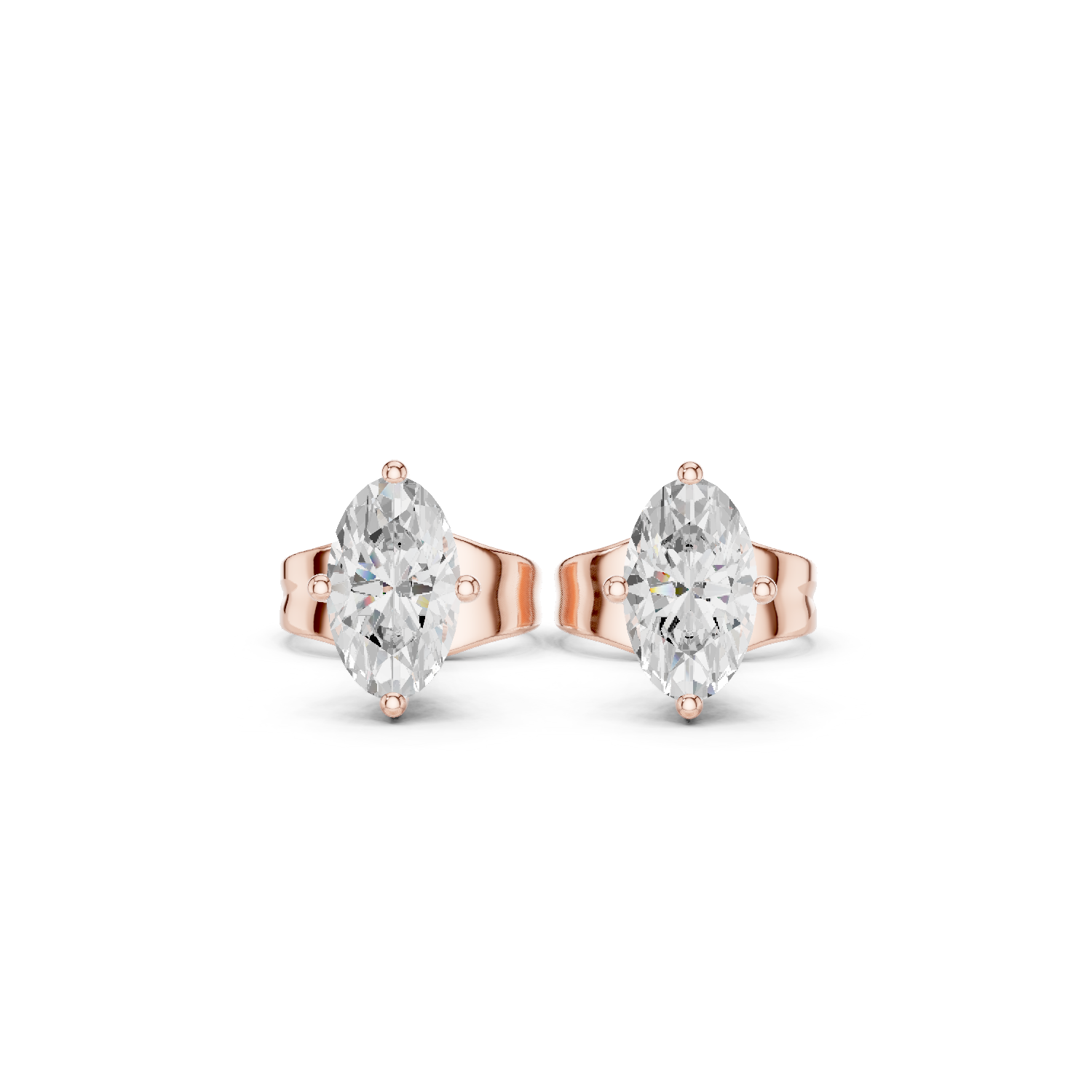 Oval Cut Lab Grown Diamond Stud Earrings in Rose Gold