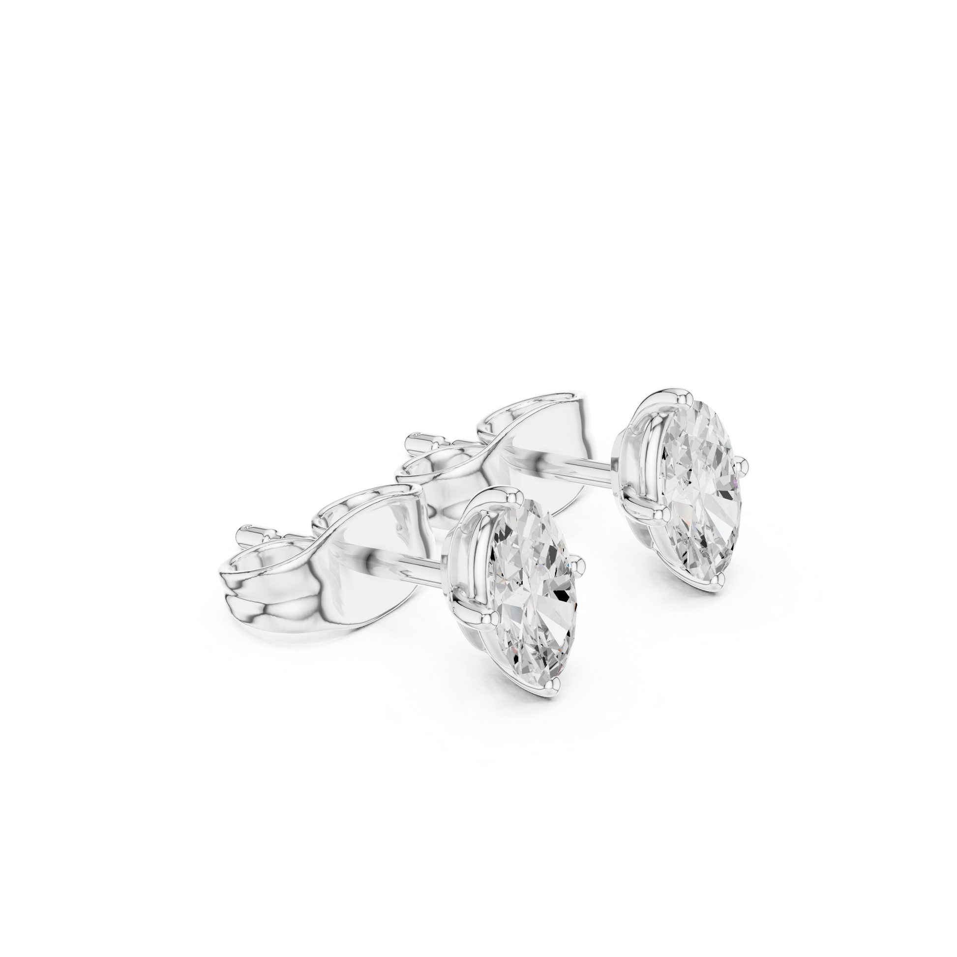 Oval Cut Lab Grown Diamond Stud Earrings in White Gold
