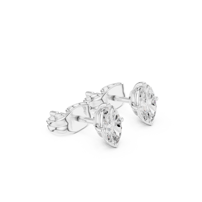 Oval Cut Lab Grown Diamond Stud Earrings in Silver