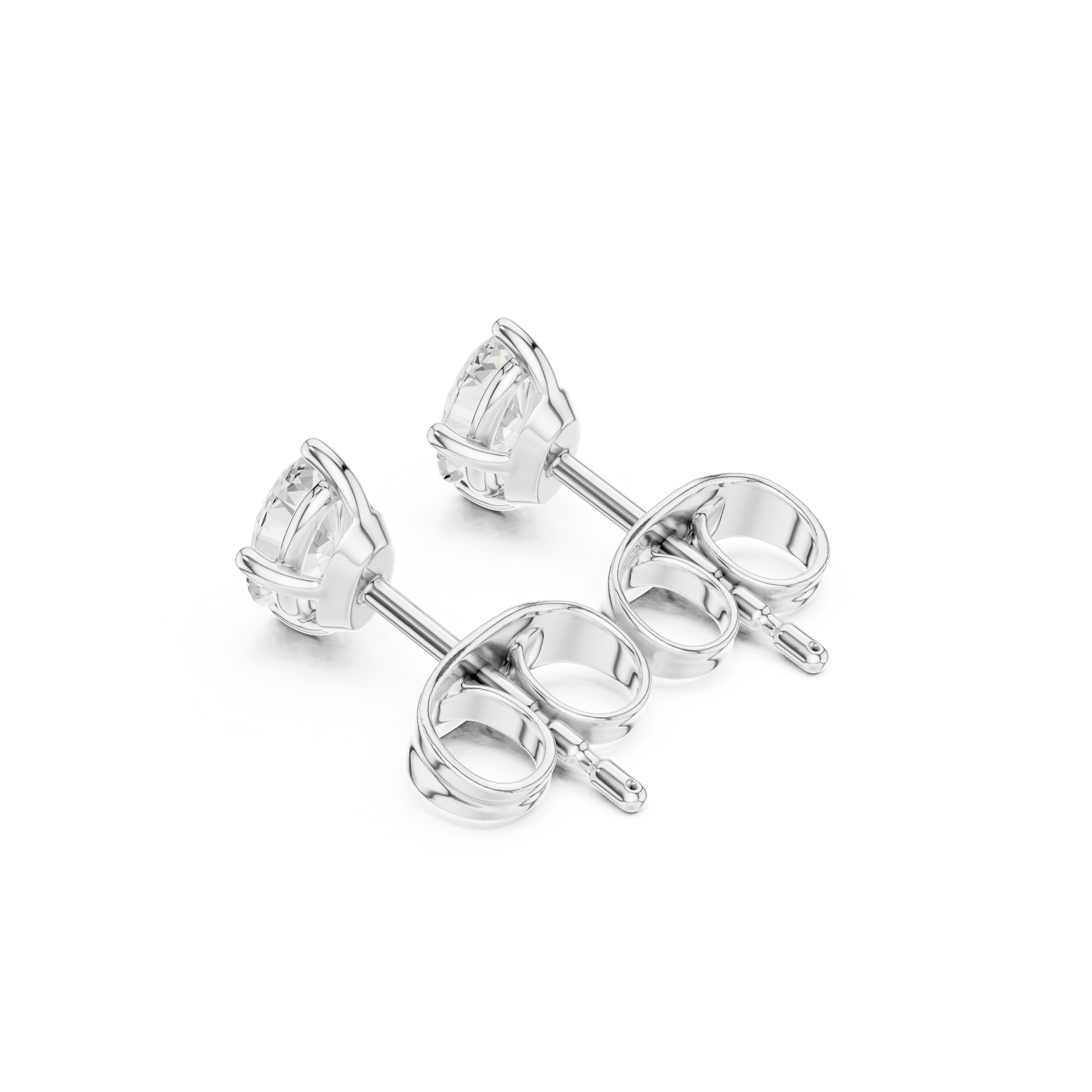 Oval Cut Lab Grown Diamond Stud Earrings in White Gold