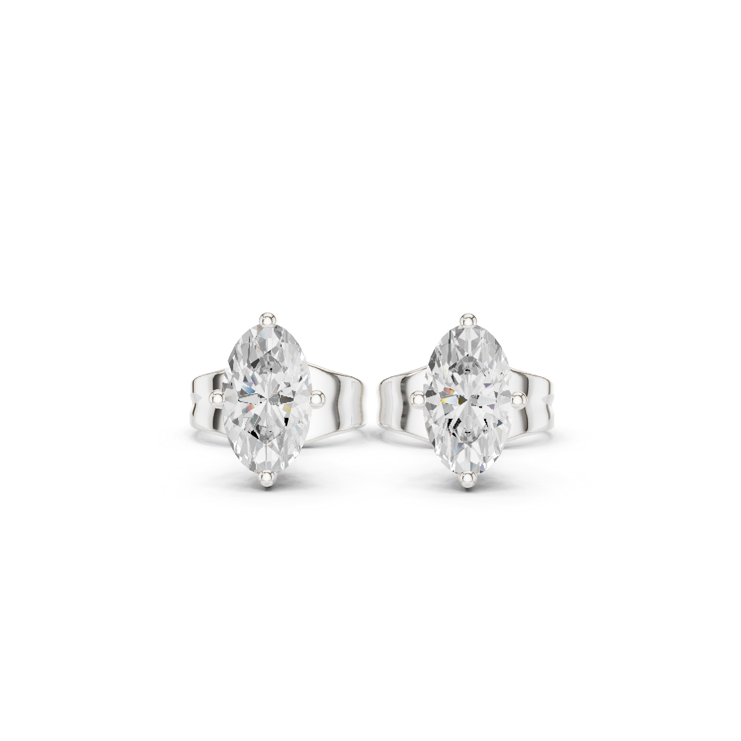 Oval Cut Lab Grown Diamond Stud Earrings in White Gold