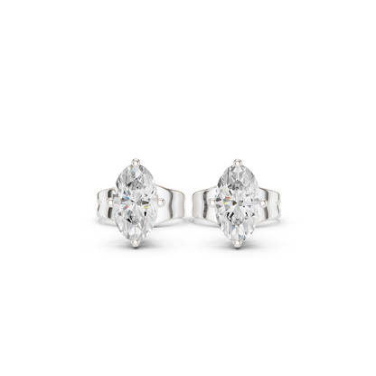 Oval Cut Lab Grown Diamond Stud Earrings in White Gold
