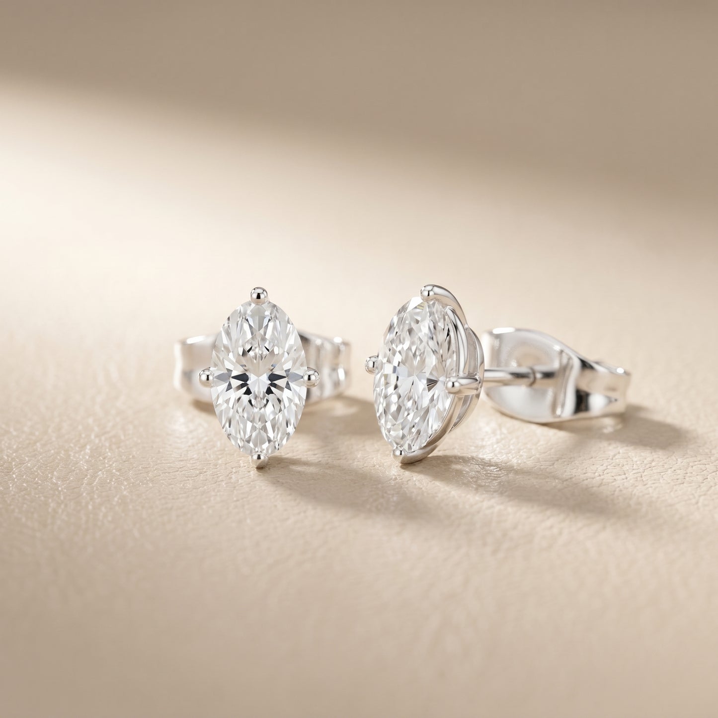Oval Cut Lab Grown Diamond Stud Earrings in Platinum