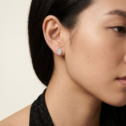 Oval Cut Lab Grown Diamond Stud Earrings in Platinum