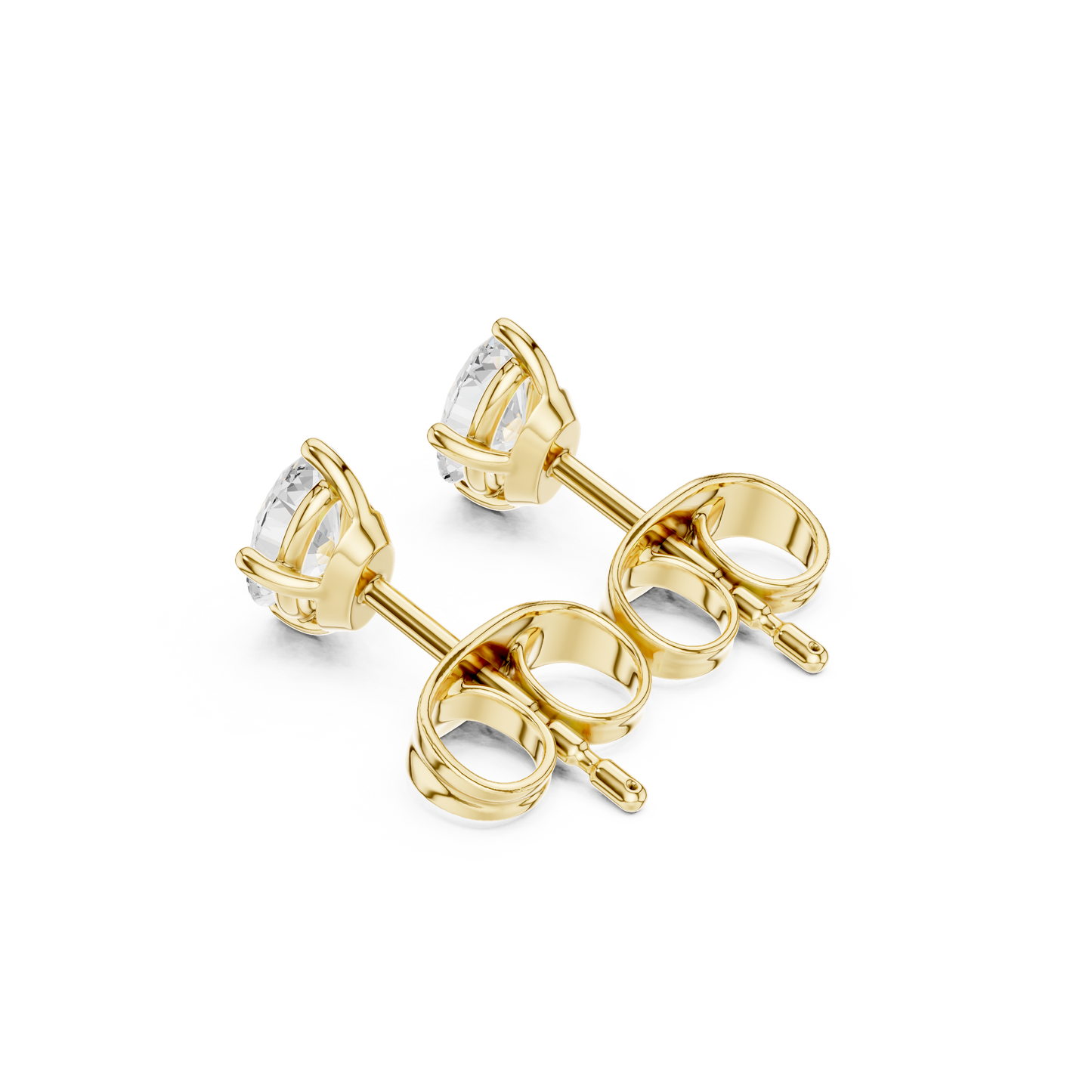 Oval Cut Lab Grown Diamond Stud Earrings in Yellow Gold
