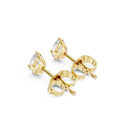 Oval Cut Lab Grown Diamond Stud Earrings in Yellow Gold