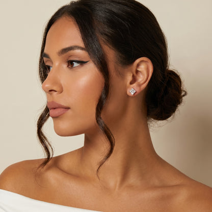 Princess Cut Lab Grown Diamond Stud Earrings in Rose Gold