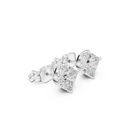 Princess Cut Lab Grown Diamond Stud Earrings in Platinum