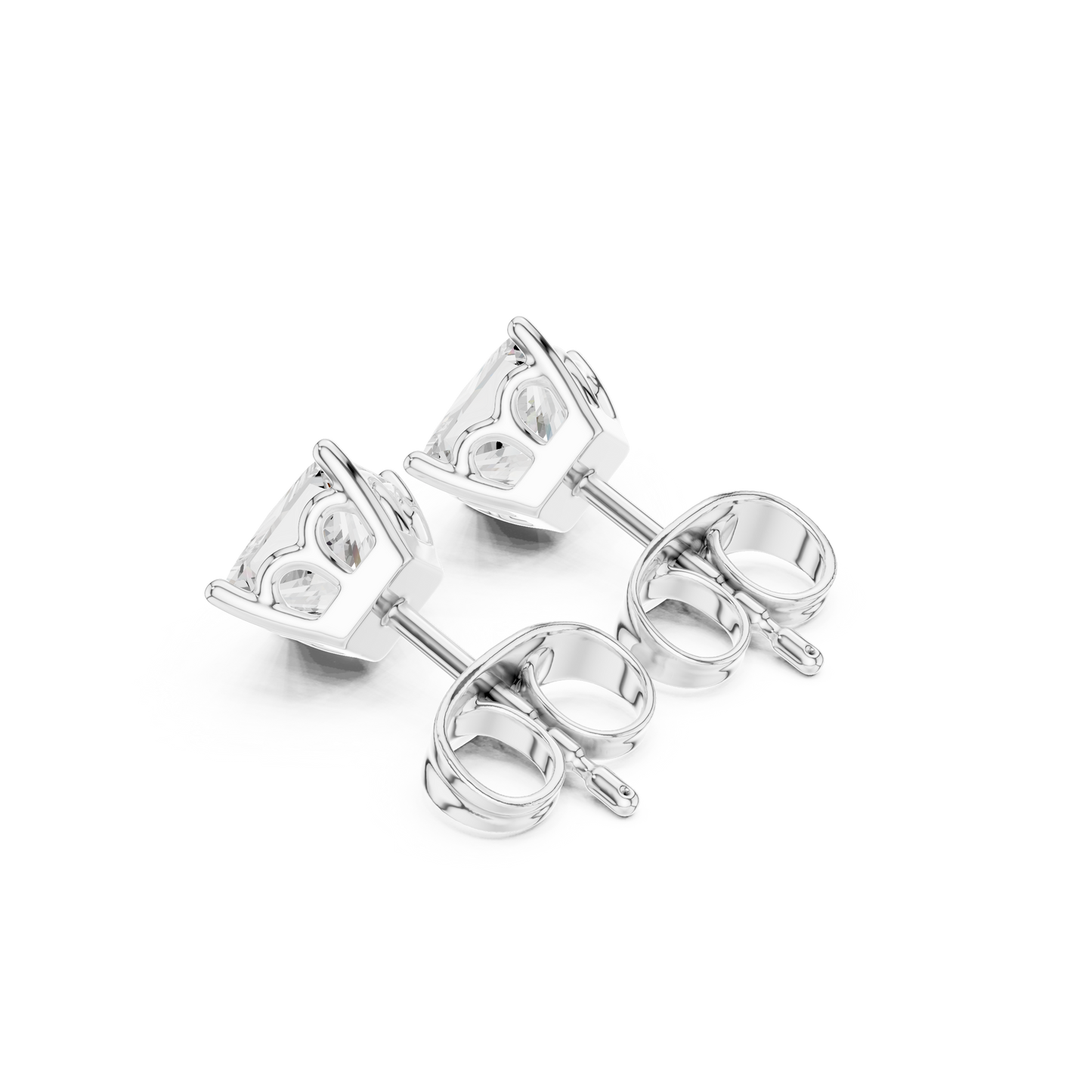Princess Cut Lab Grown Diamond Stud Earrings in White Gold
