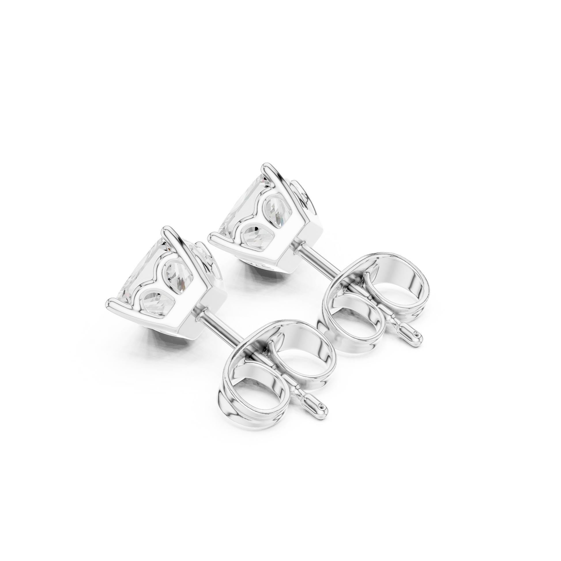 Princess Cut Lab Grown Diamond Stud Earrings in White Gold