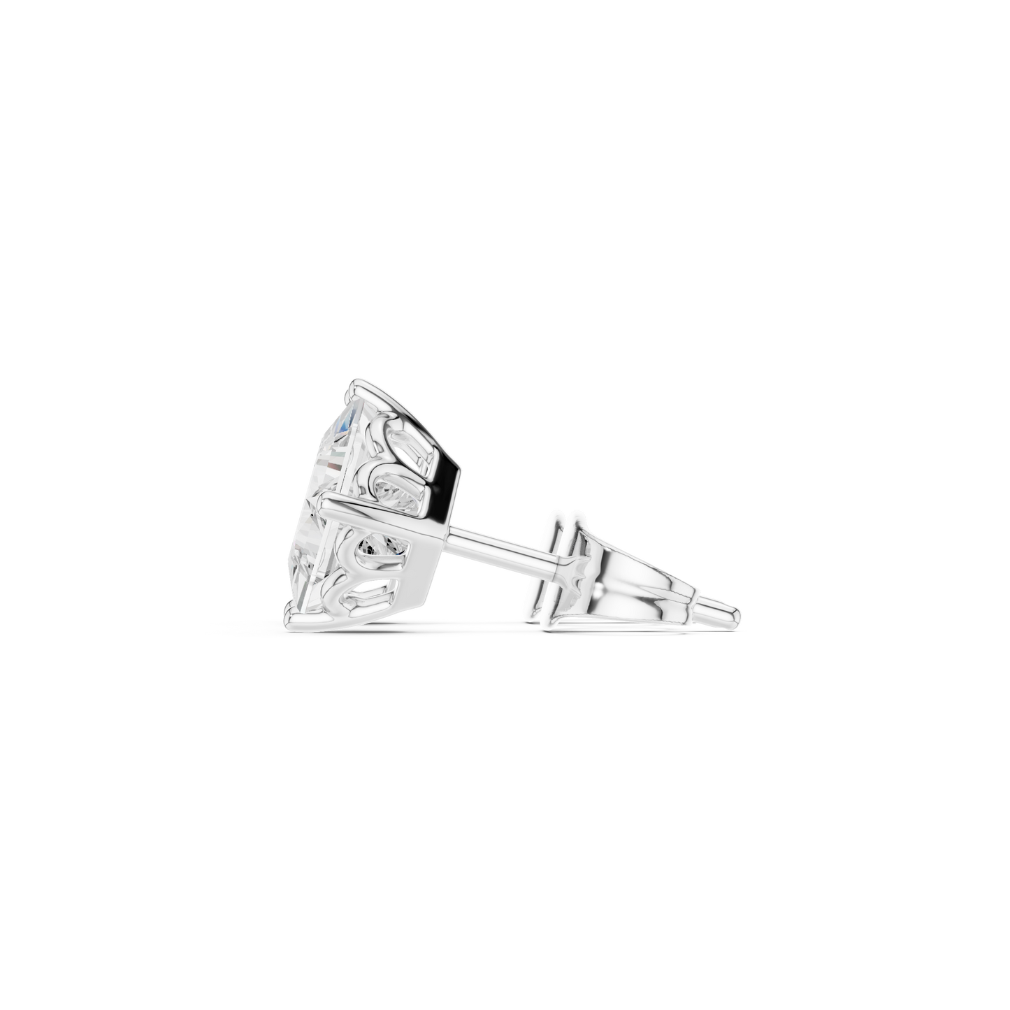 Princess Cut Lab Grown Diamond Stud Earrings in Platinum