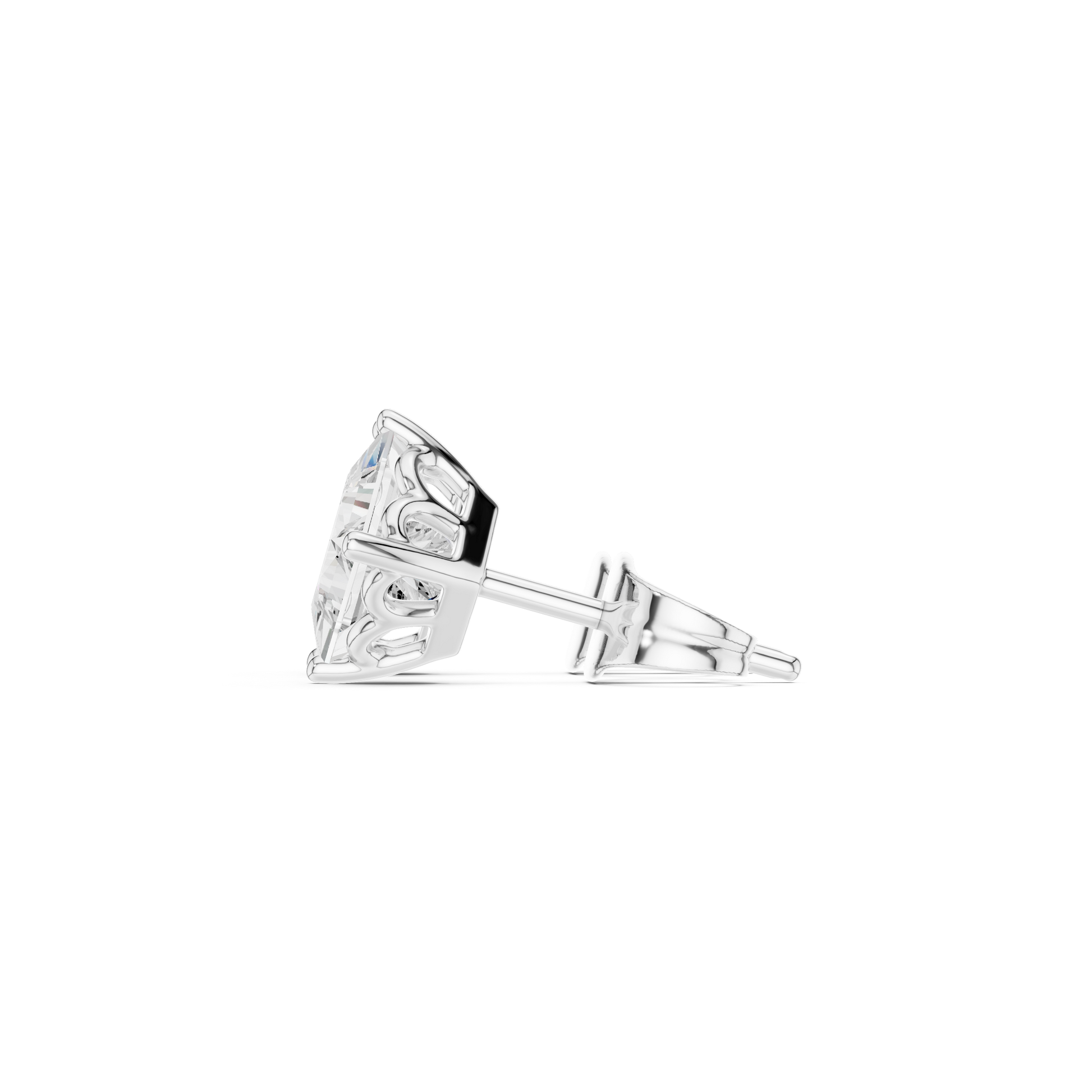 Princess Cut Lab Grown Diamond Stud Earrings in Platinum
