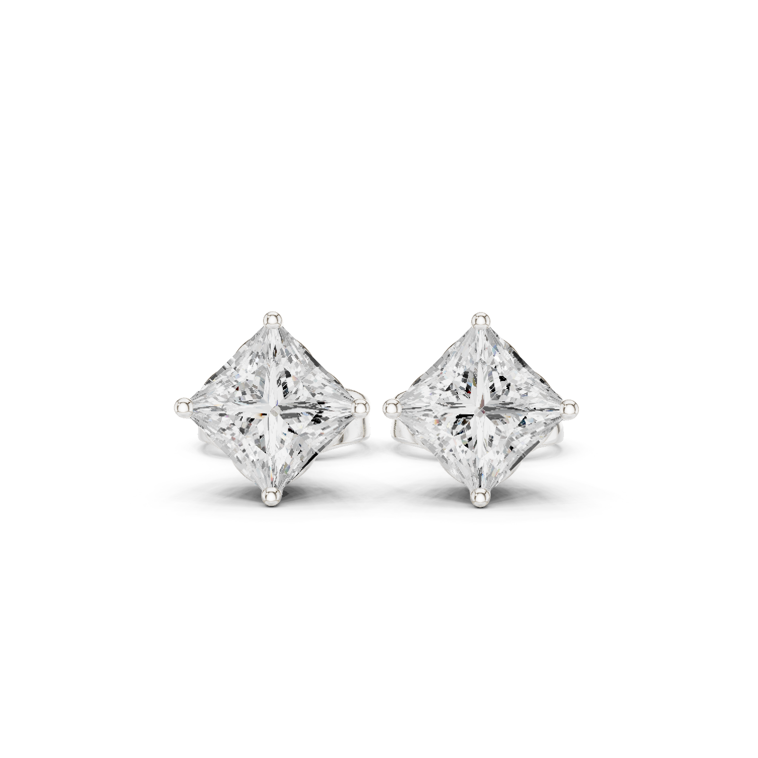 Princess Cut Lab Grown Diamond Stud Earrings in White Gold