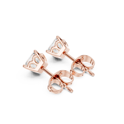 Princess Cut Lab Grown Diamond Stud Earrings in Rose Gold