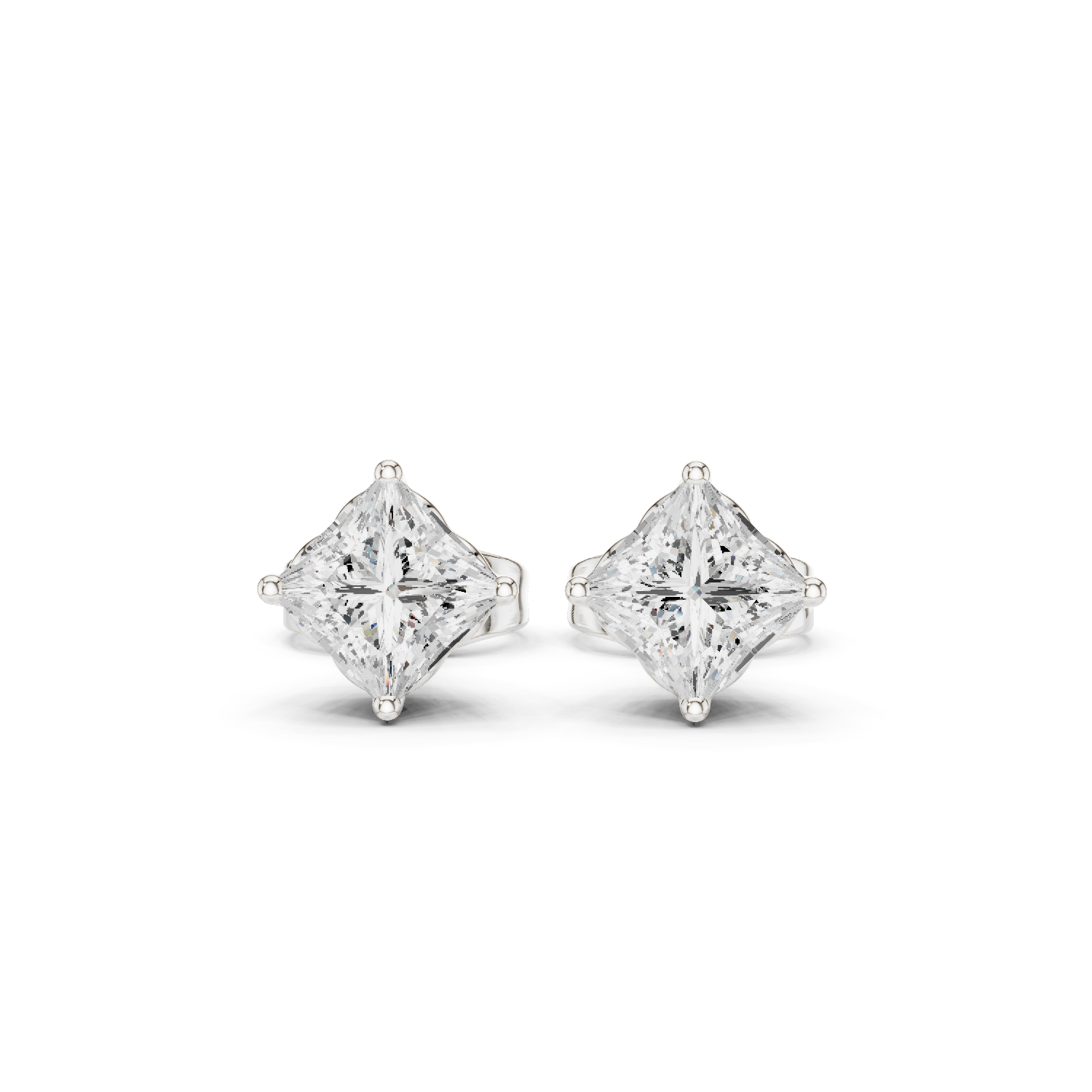 Princess Cut Lab Grown Diamond Stud Earrings in White Gold