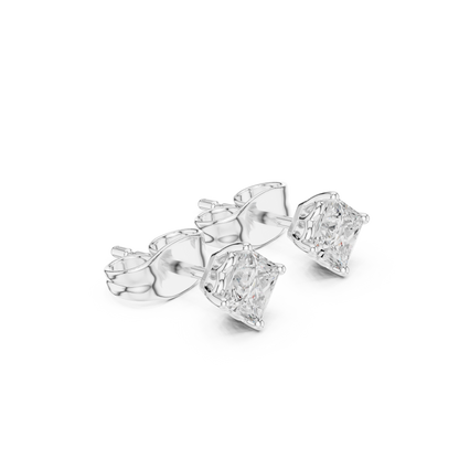 Princess Cut Lab Grown Diamond Stud Earrings in White Gold
