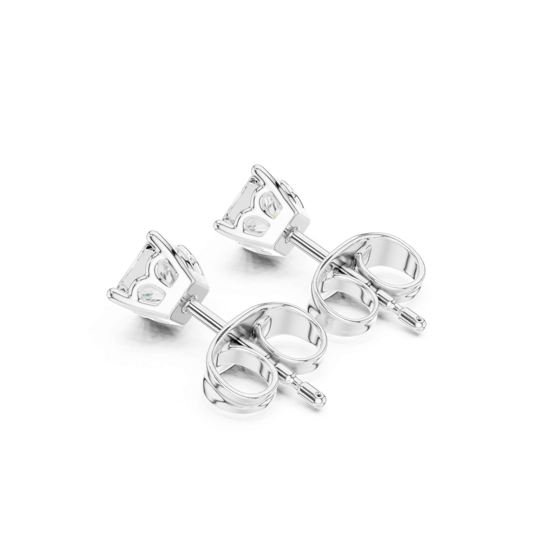 Princess Cut Lab Grown Diamond Stud Earrings in White Gold