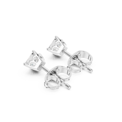 Princess Cut Lab Grown Diamond Stud Earrings in White Gold