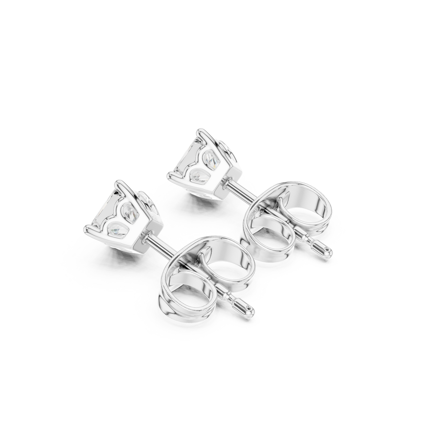 Princess Cut Lab Grown Diamond Stud Earrings in Platinum