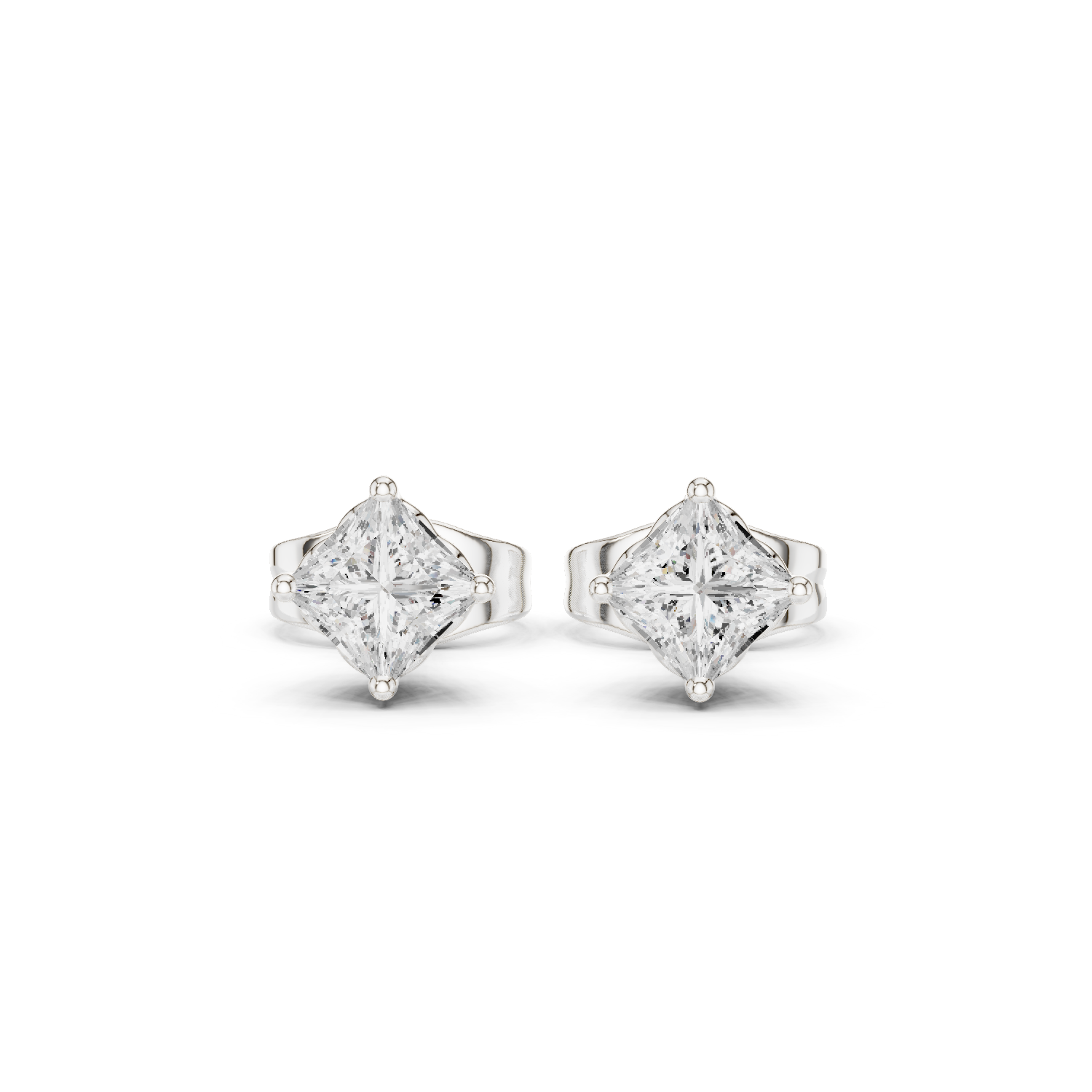 Princess Cut Lab Grown Diamond Stud Earrings in Platinum