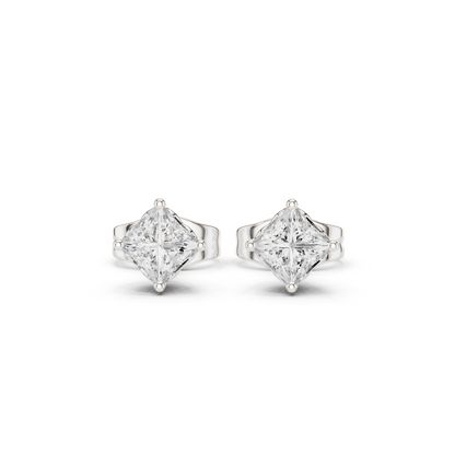 Princess Cut Lab Grown Diamond Stud Earrings in Platinum