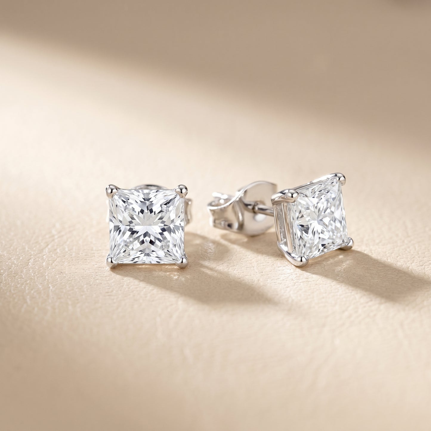 Princess Cut Lab Grown Diamond Stud Earrings in Platinum
