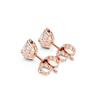 Oval Cut Lab Grown Diamond Stud Earrings in Rose Gold