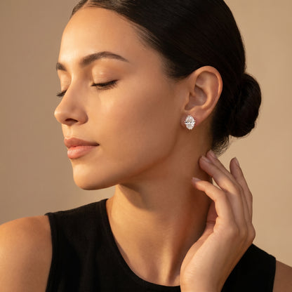 Oval Cut Lab Grown Diamond Stud Earrings in Rose Gold