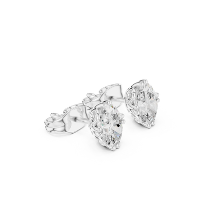Oval Cut Lab Grown Diamond Stud Earrings in Silver