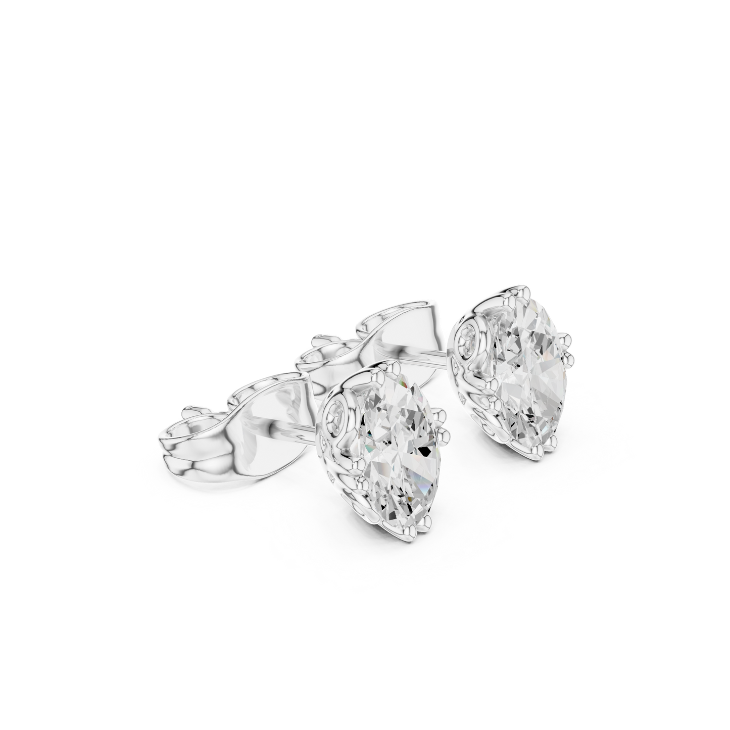 Oval Cut Lab Grown Diamond Stud Earrings in Platinum