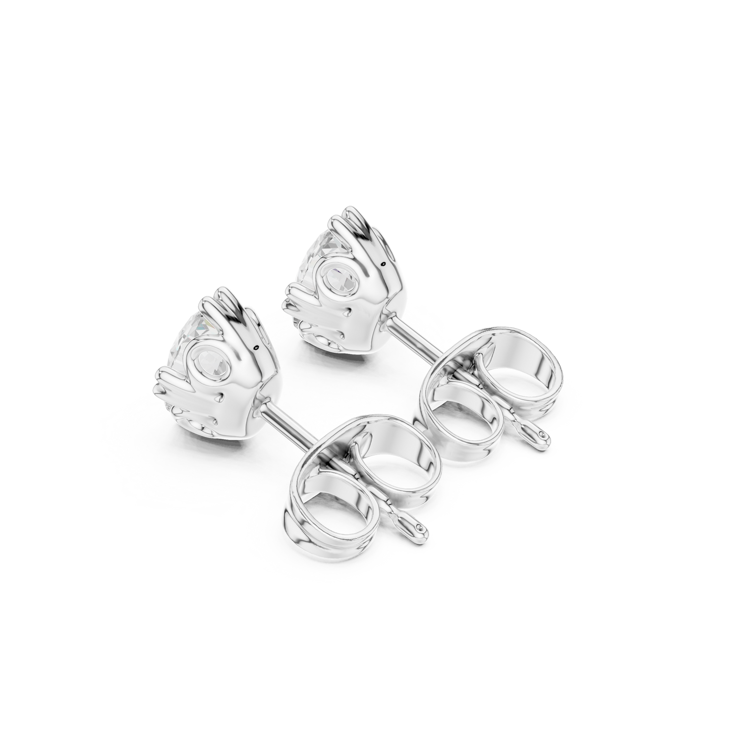 Oval Cut Lab Grown Diamond Stud Earrings in White Gold