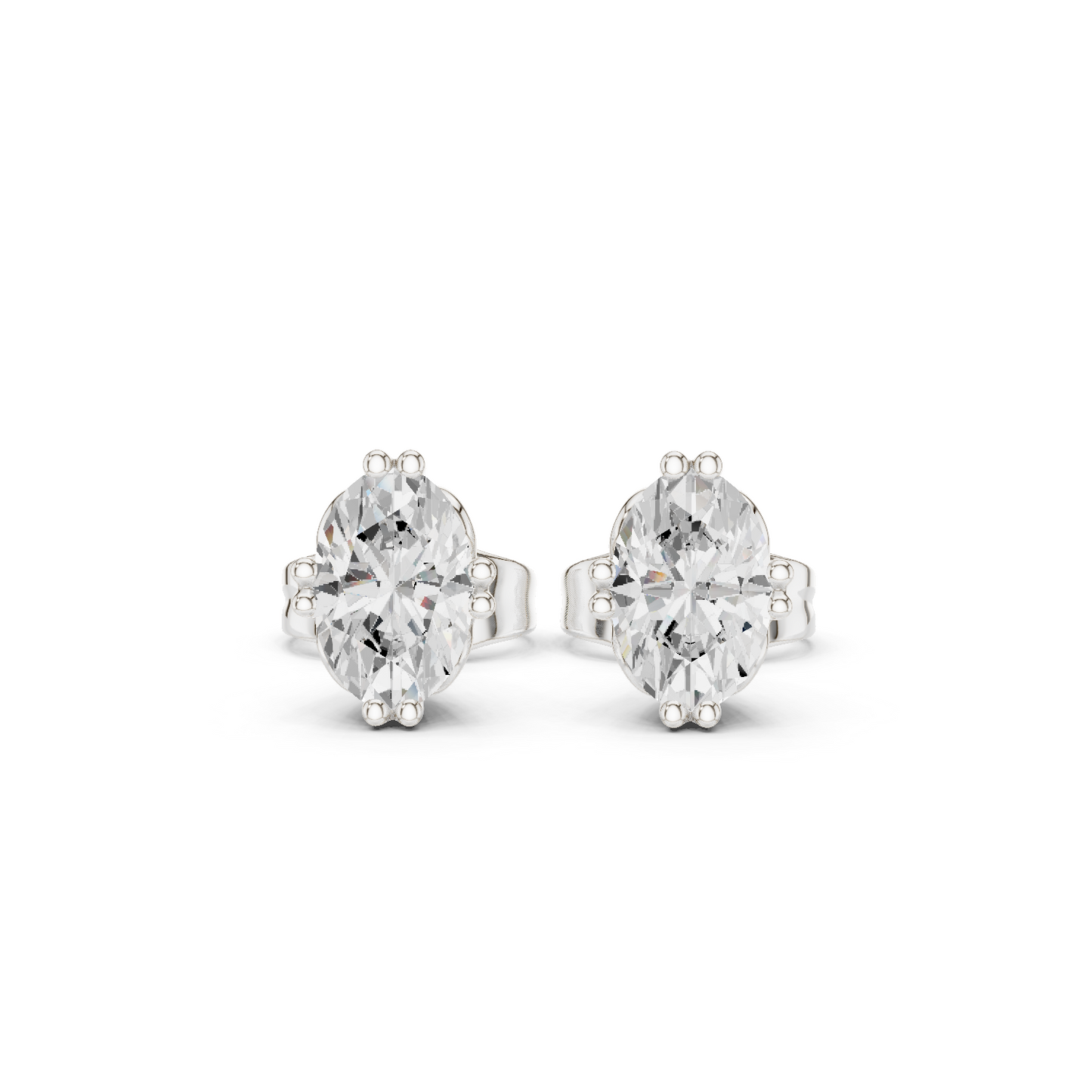 Oval Cut Lab Grown Diamond Stud Earrings in White Gold