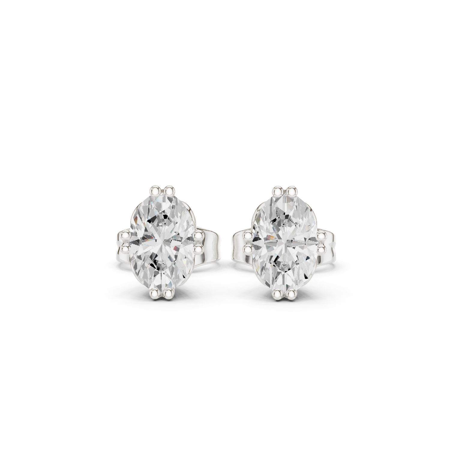 Oval Cut Lab Grown Diamond Stud Earrings in Silver