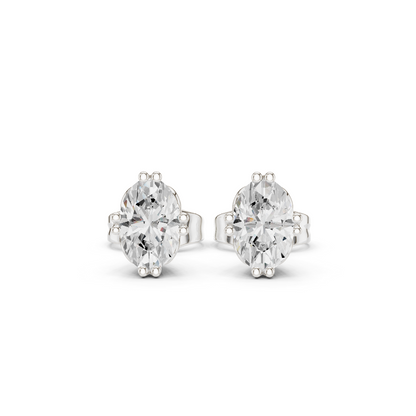 Oval Cut Lab Grown Diamond Stud Earrings in Silver