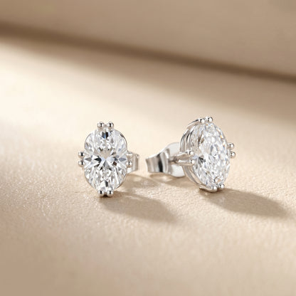 Oval Cut Lab Grown Diamond Stud Earrings in Platinum
