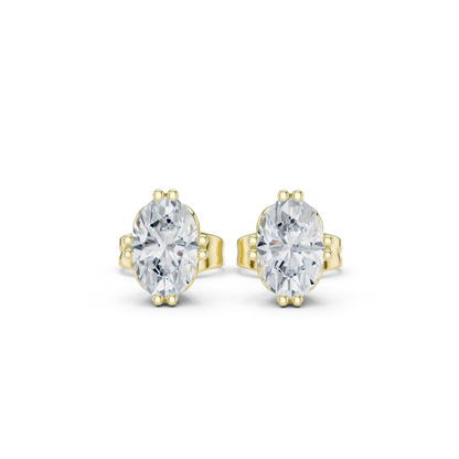 Oval Cut Lab Grown Diamond Stud Earrings in Yellow Gold