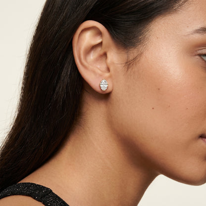 Oval Cut Lab Grown Diamond Stud Earrings in Yellow Gold