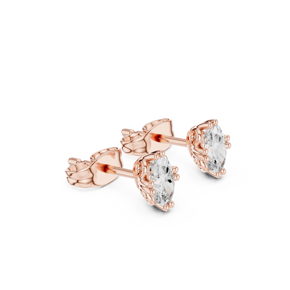 Oval Cut Lab Grown Diamond Stud Earrings in Rose Gold