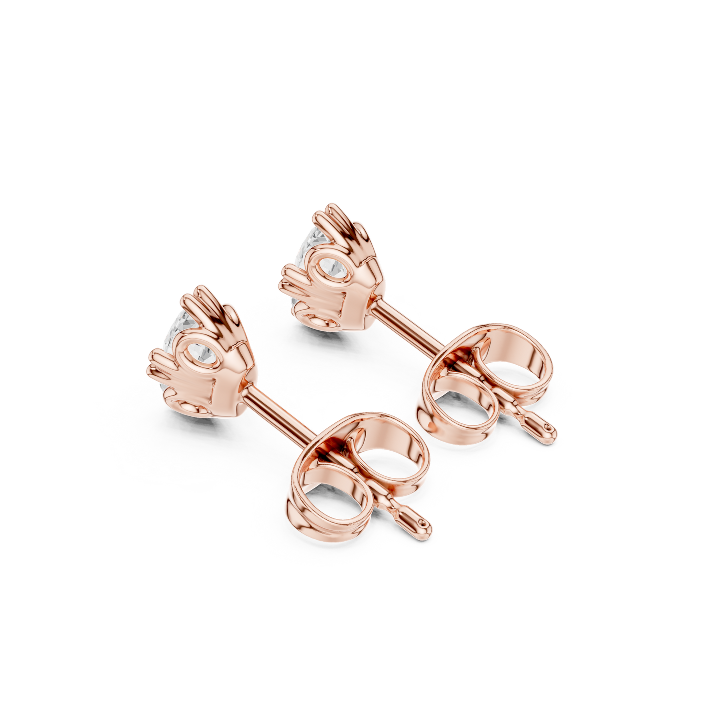 Oval Cut Lab Grown Diamond Stud Earrings in Rose Gold
