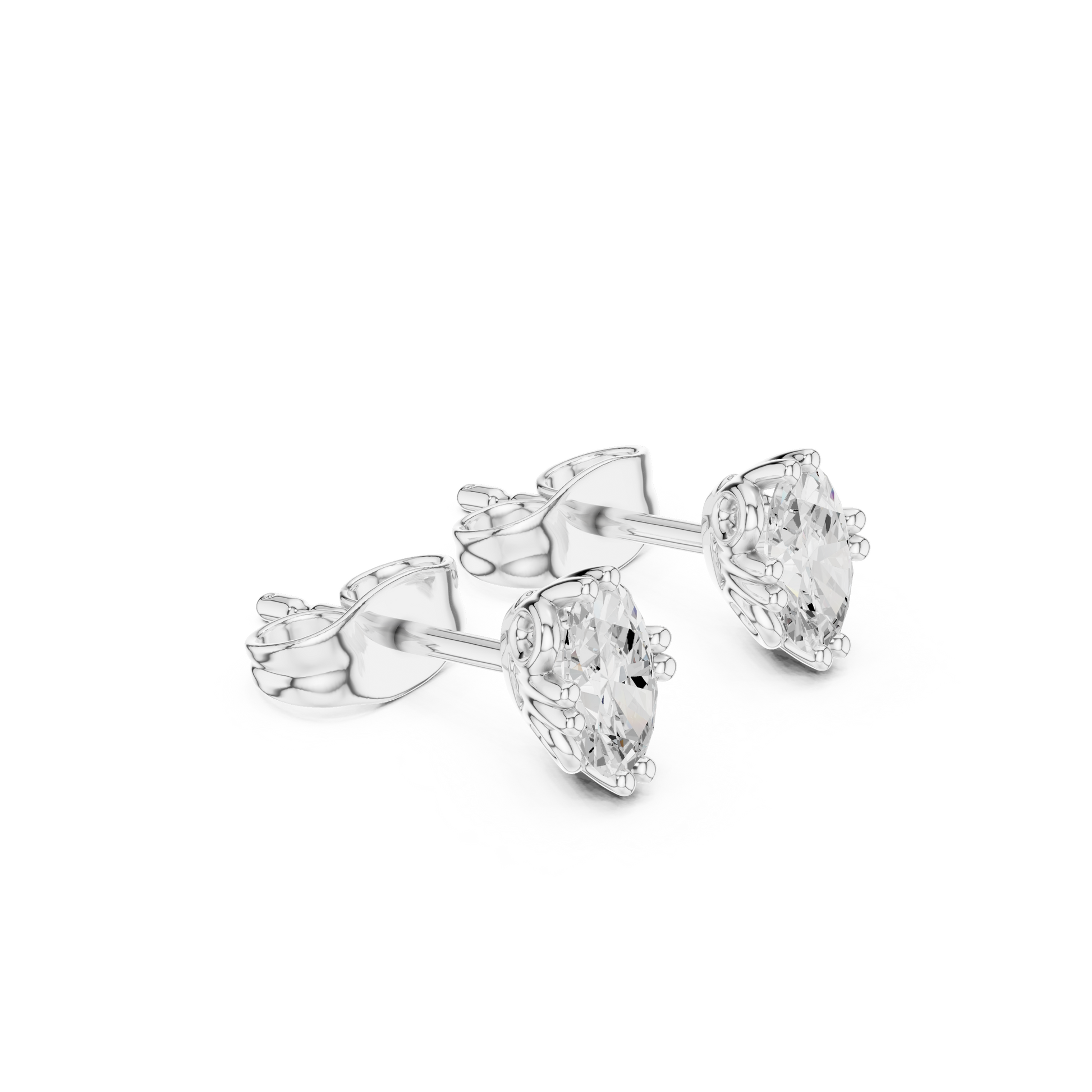 Oval Cut Lab Grown Diamond Stud Earrings in White Gold