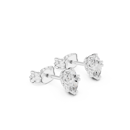 Oval Cut Lab Grown Diamond Stud Earrings in White Gold