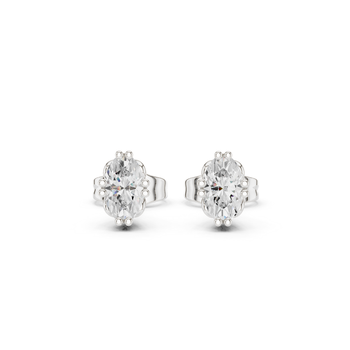 Oval Cut Lab Grown Diamond Stud Earrings in White Gold